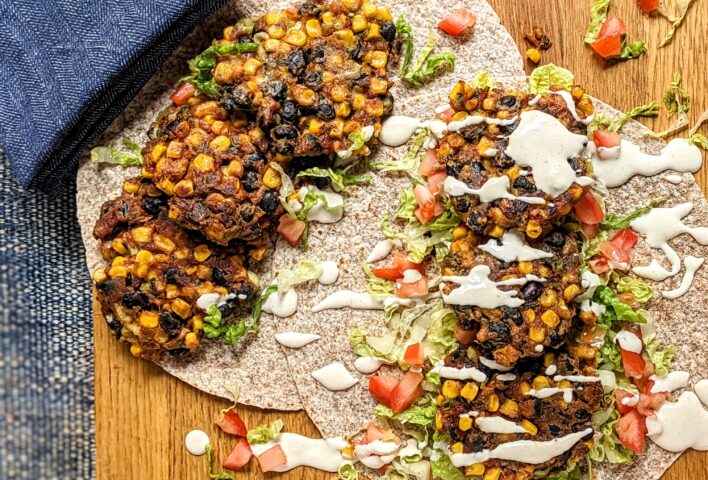 Black bean and sweetcorn fritter wraps made in the plant-based protein cooking class in Manchester