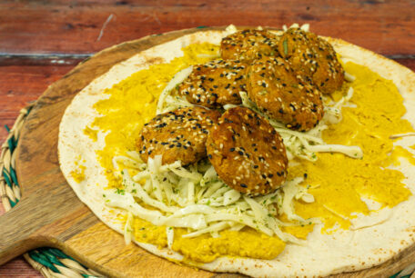 Sweet Potato Falafel Wrap with Turmeric Houmous