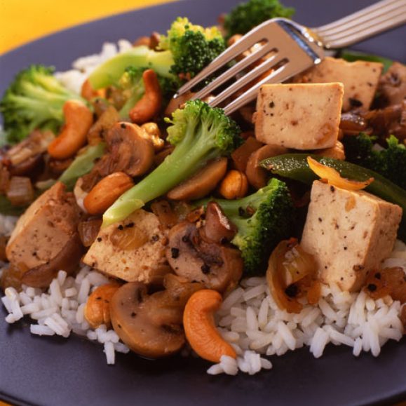 Tofu and Broccoli Stir Fry in Black Bean Sauce