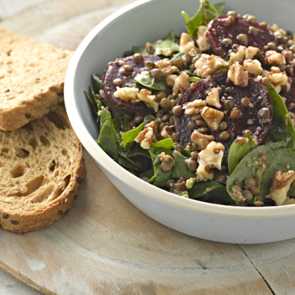 Beetroot, Puy Lentils and Spinach Salad