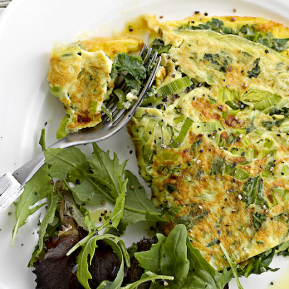 Leek, Kale and Herb Omelette with Green Salad