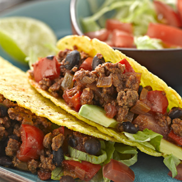 Black Bean and Quorn Mince Chilli in Taco Shells