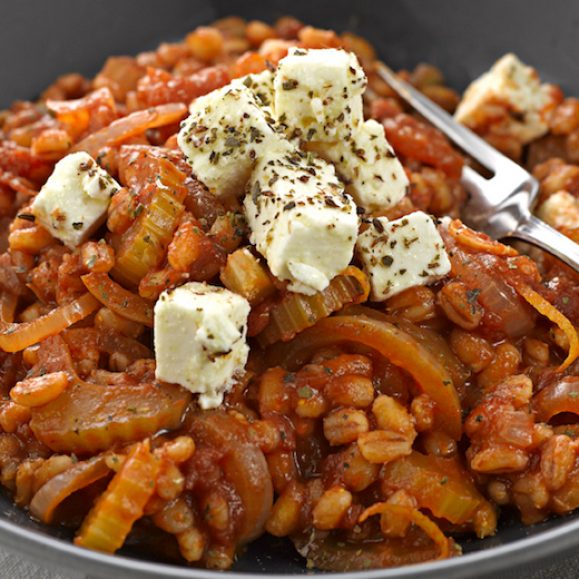 Pearl Barley Risotto with Feta Cheese