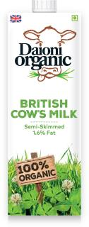 Organic Semi-skimmed UHT cows milk 1L