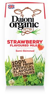 Strawberry flavoured Daioni organic milk 200ml