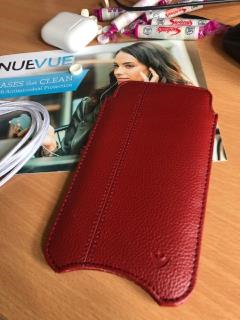 NueVue iPhone X Case Rose Red Faux Leather Sanitizing Sleeve