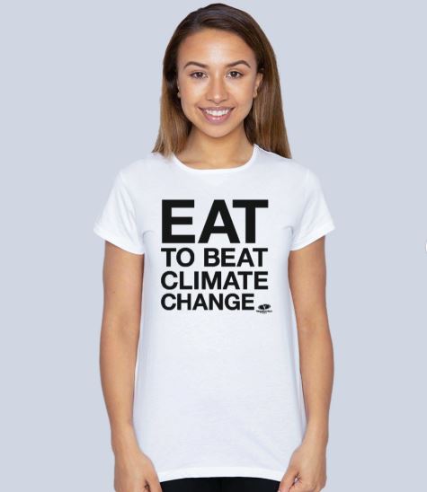 Eat to Beat Climate Change Top – black writing