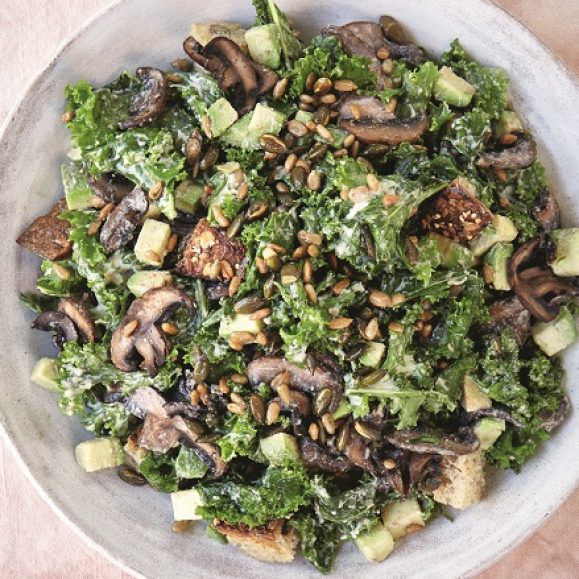 Creamy Kale and Mushroom Salad