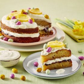 Easter Lemon Drizzle Inspired Cream Gateau with Mini-Eggs